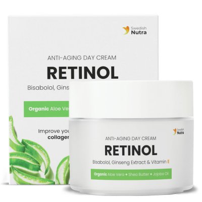 Anti-aging nappali krém retinollal, hialuronnal és növényi kollagénnel, Swedish Nutra, 50 ml Anti-aging nappali krém retinollal, hialuronnal és növényi kollagénnel, Swedish Nutra, 50 ml