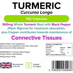 Kurkuma 500 mg fekete borssal és rézzel (100 kapszula)