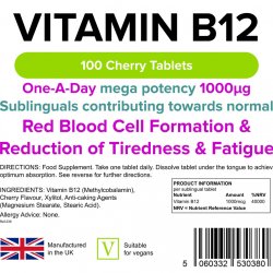 Lindens B12-vitamin 1000 µg szájban oldódó, 100 tabletta
