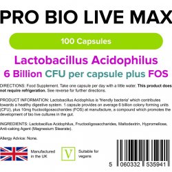 Pro Bio Live Max 6 milliárd bio élőkultúrát tartalmazó probiotikum (100 kapszula)
