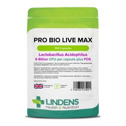 Pro Bio Live Max 6 milliárd bio élőkultúrát tartalmazó probiotikum (100 kapszula)