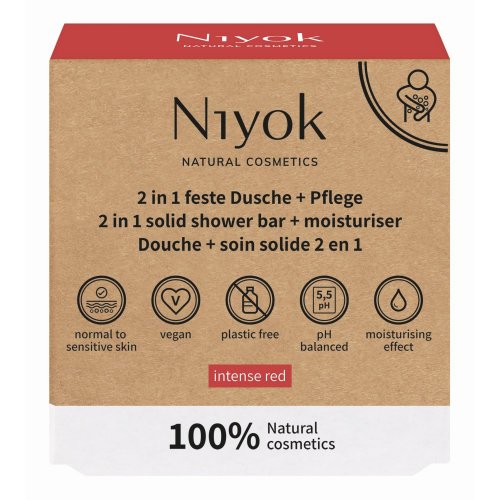 2 az 1-ben szilárd tusfürdő és testápoló, Intense Red