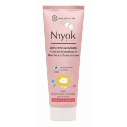 NIYOK fluoridmentes vegán gyerek fogkrém, eper - málna, 75 ml