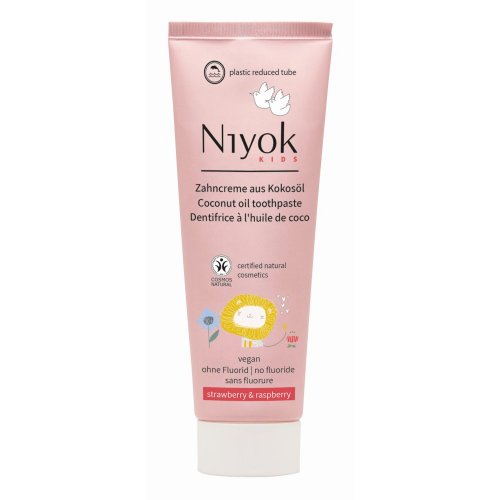 NIYOK fluoridmentes vegán gyerek fogkrém, eper - málna, 75 ml