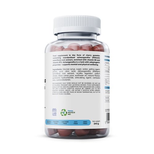 Ashwagandha 375 mg, gumicukor - 90 db., cseresznye ízesítéssel