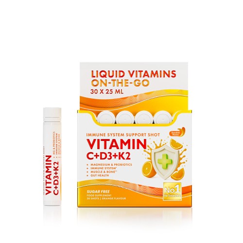 C+D3+K2 immunerősítő vitamin-shot cinkkel, magnéziummal és probiotikumokkal, 30db x 25ml